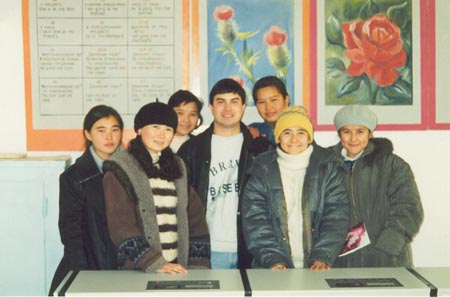 I met with my former students at the Karatau Lyceum in November, 1999.