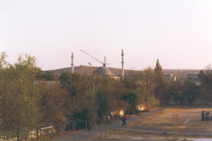 View of the unfinished Karatau Mosque from my host family's apartment