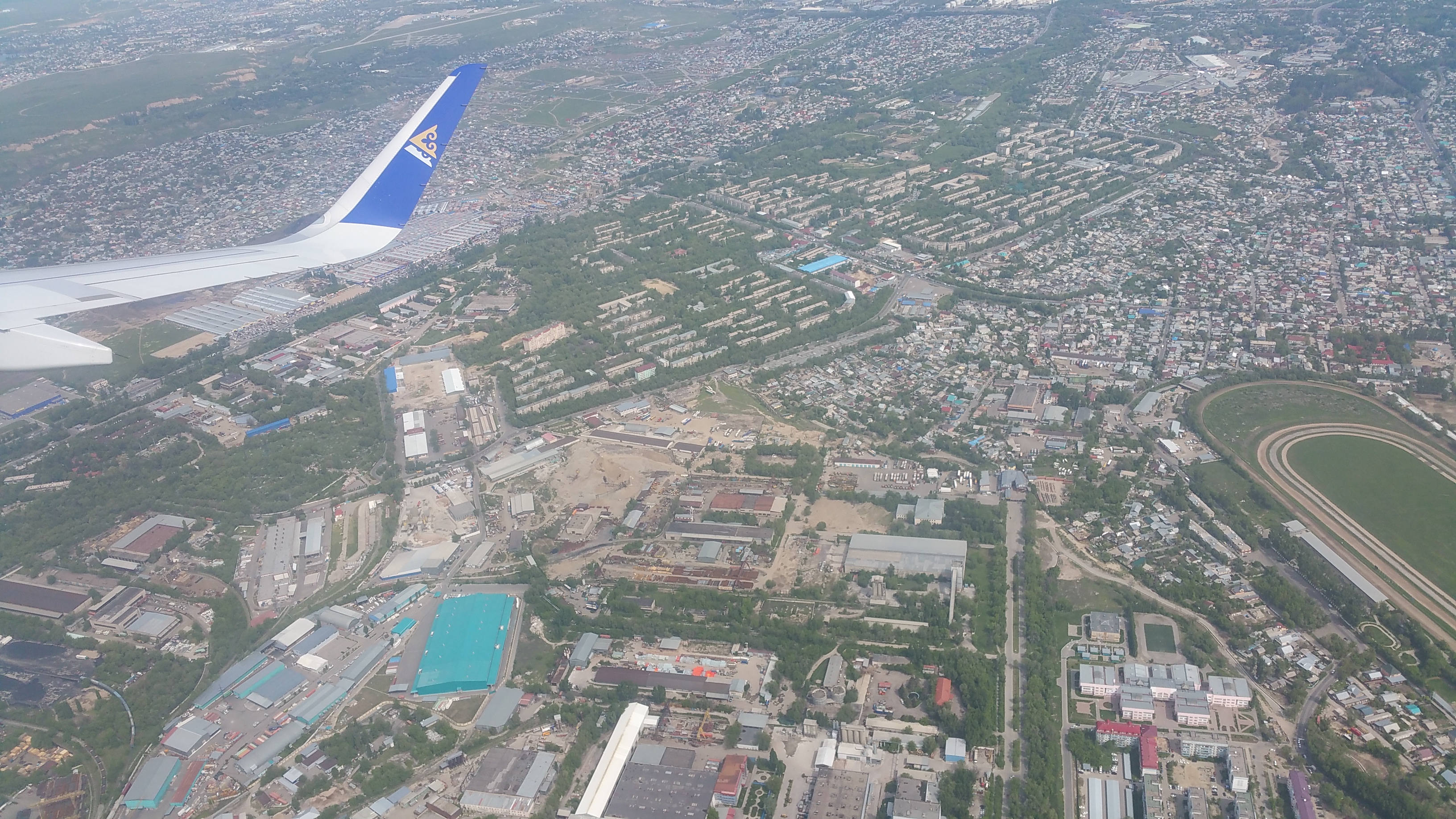 Air Astana flight over Almaty, Kazakhstan, in May, 2015.