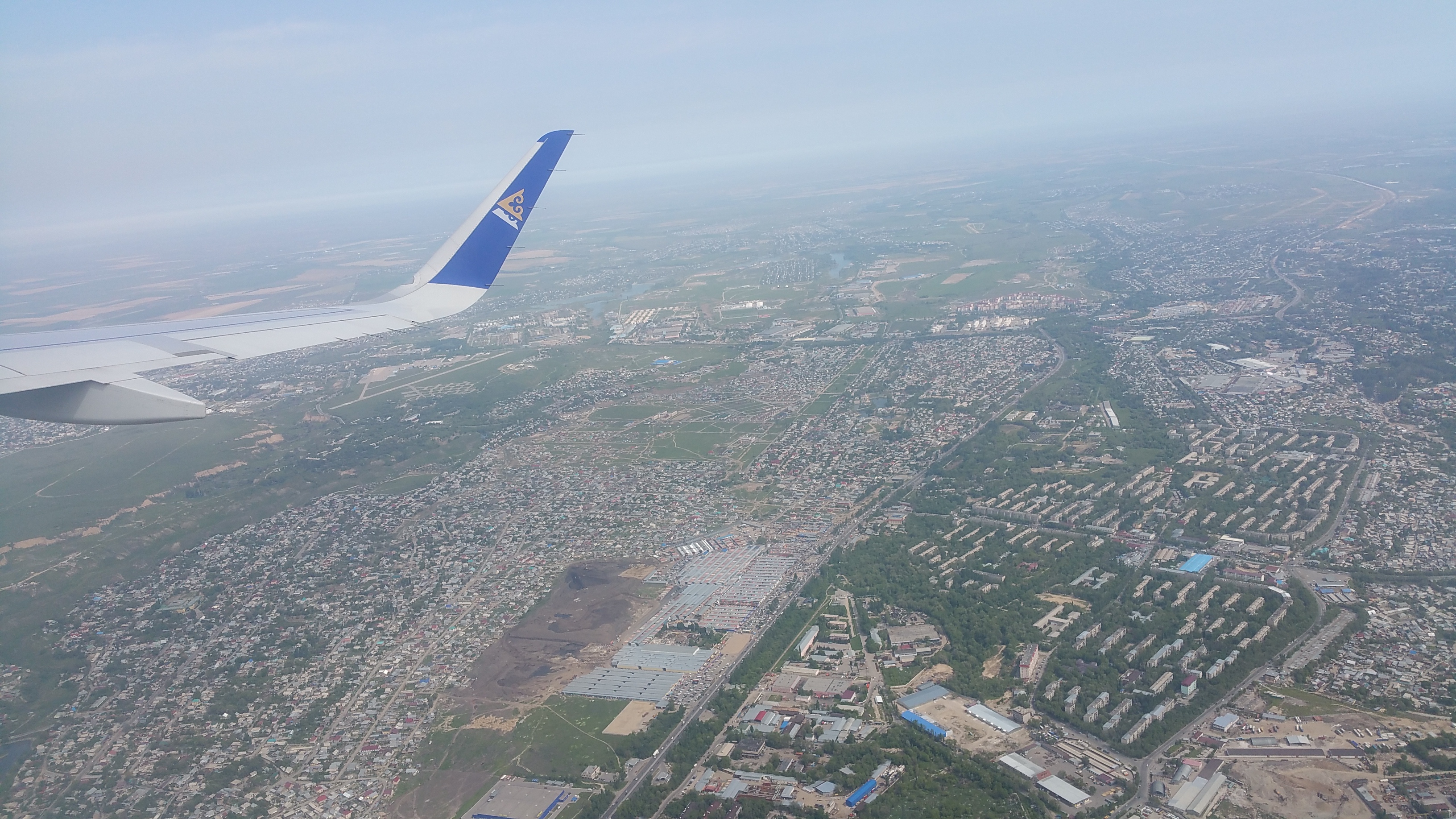 Air Astana flight over Almaty, Kazakhstan, in May, 2015.