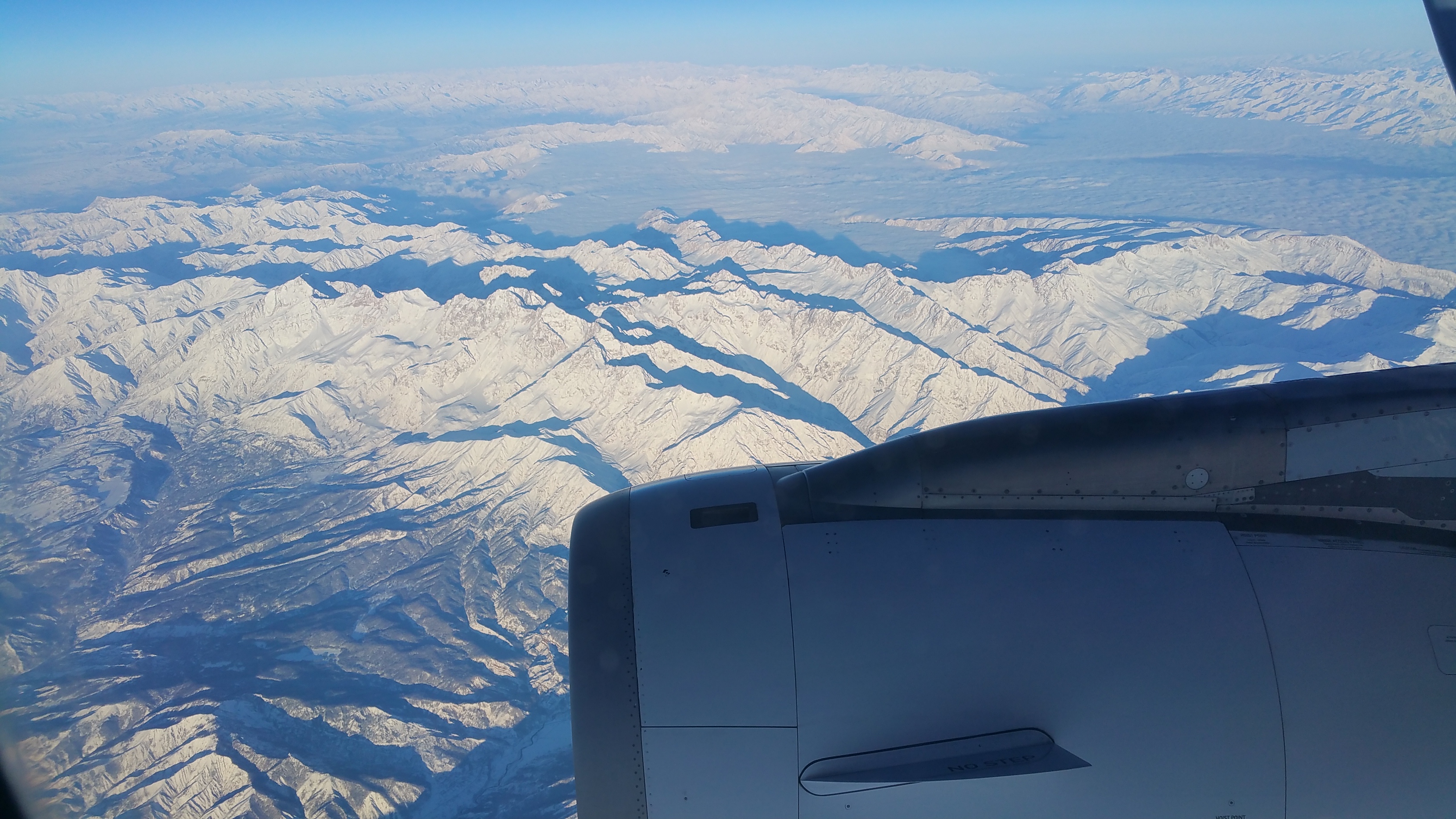 Air Astana over the Tien Shan Mountains in Kyrgyzstan.