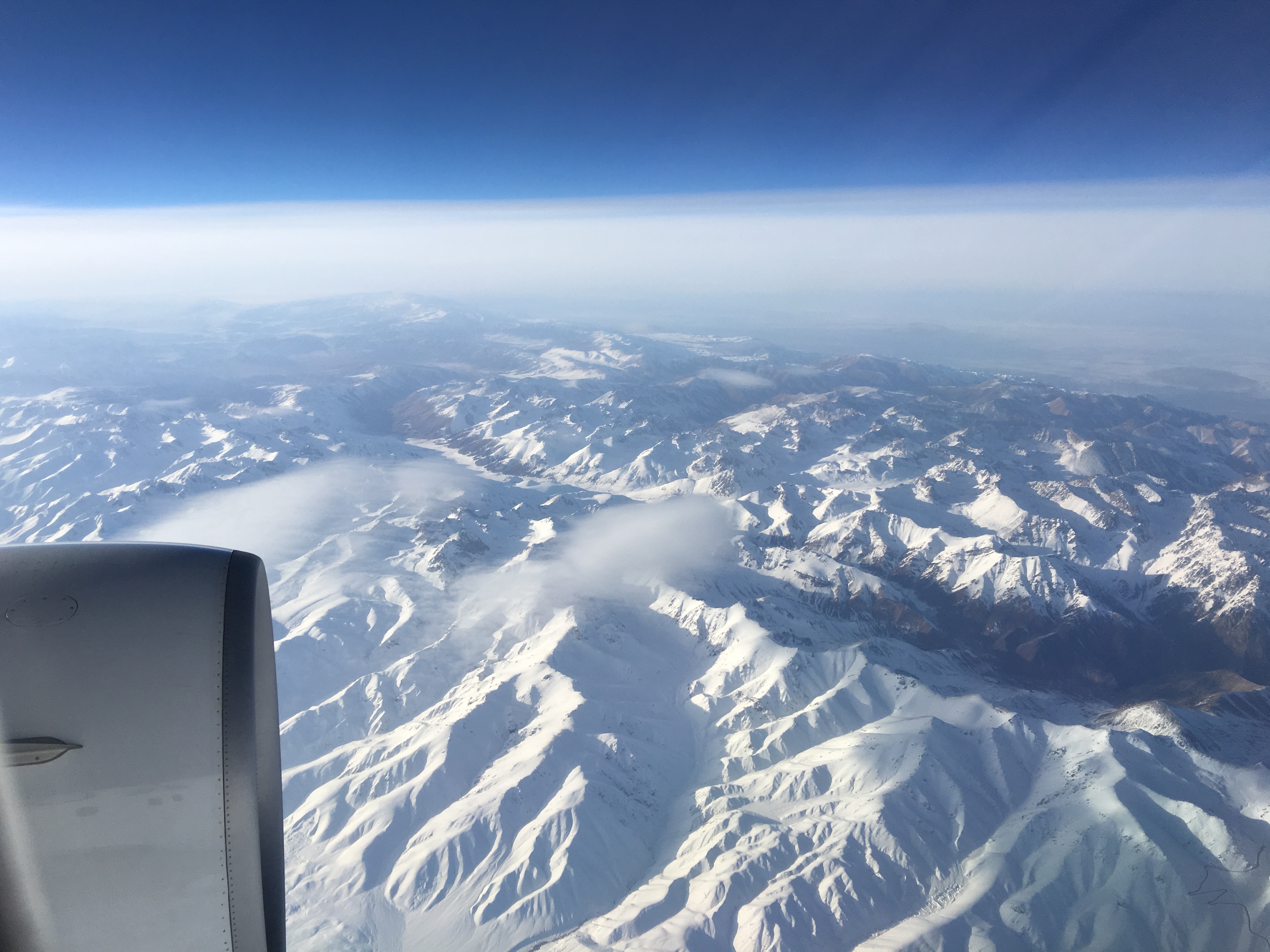 Air Astana over the Tien Shan Mountains.