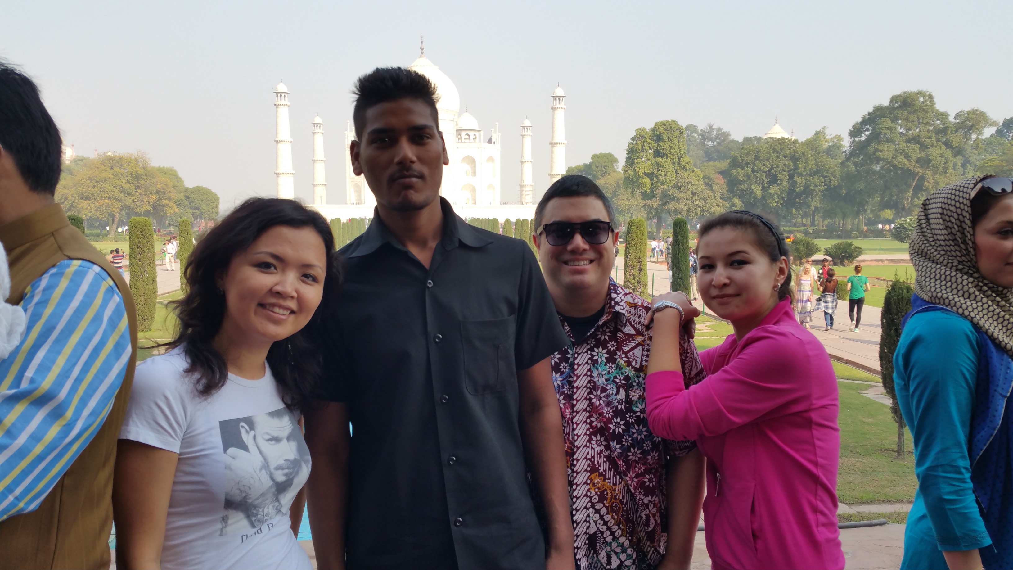 Zarina, our driver, Kevin and Aida at the Taj Mahal, Agra, India.