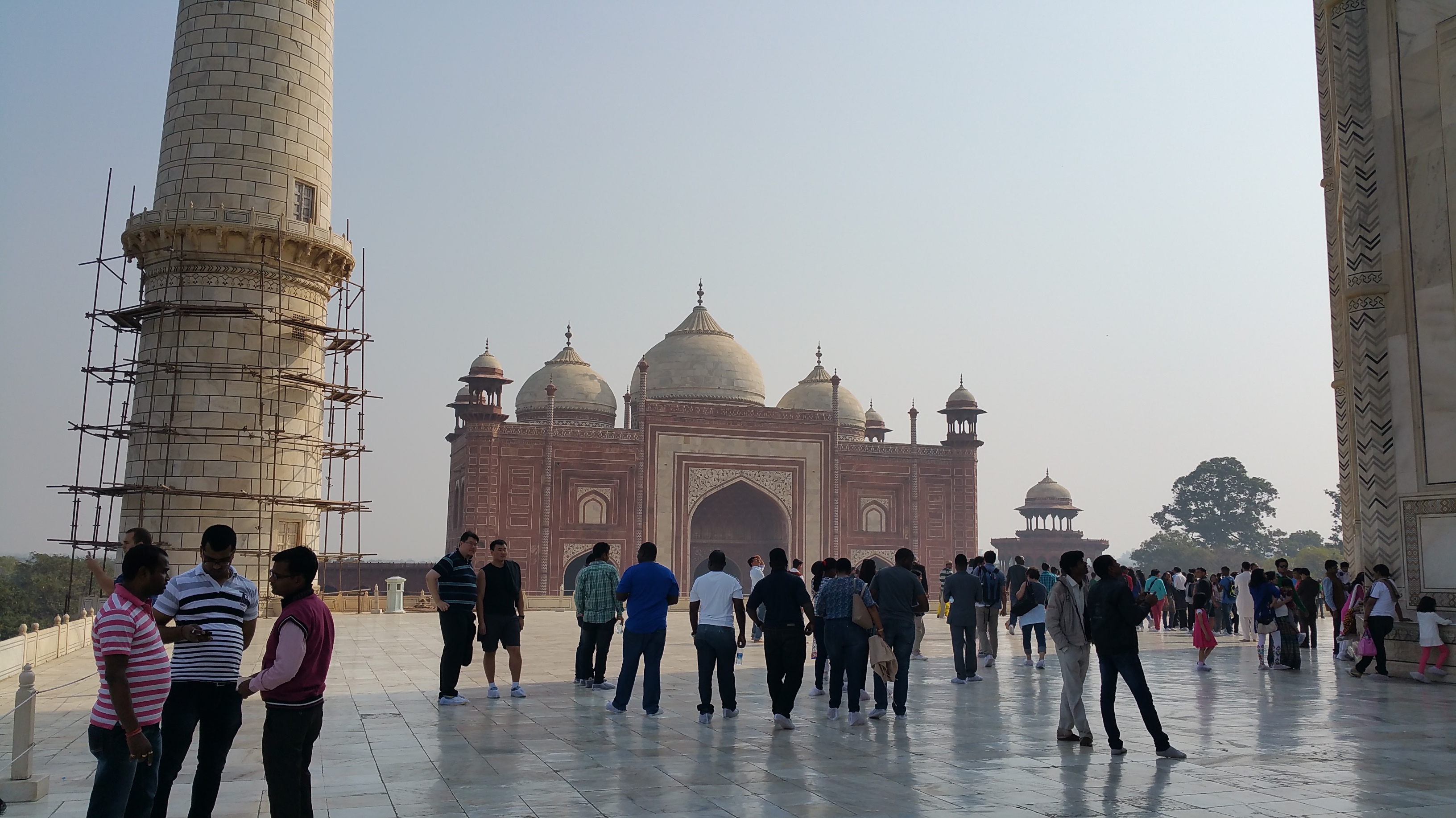 Walking towards the Yamuna River at the Taj Mahal, Agra, India.