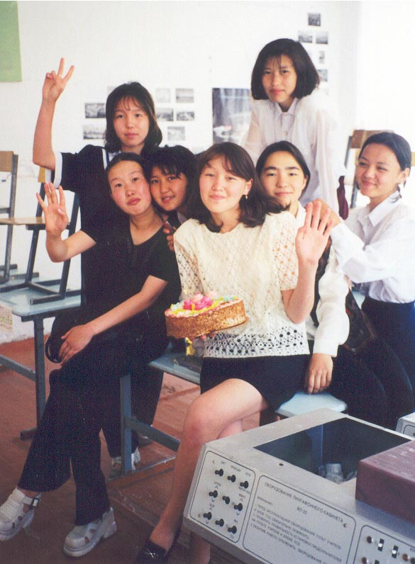 My Kazakh students in Spring, 1999, at the Karatau Lyceum in Karatau, Kazakhstan