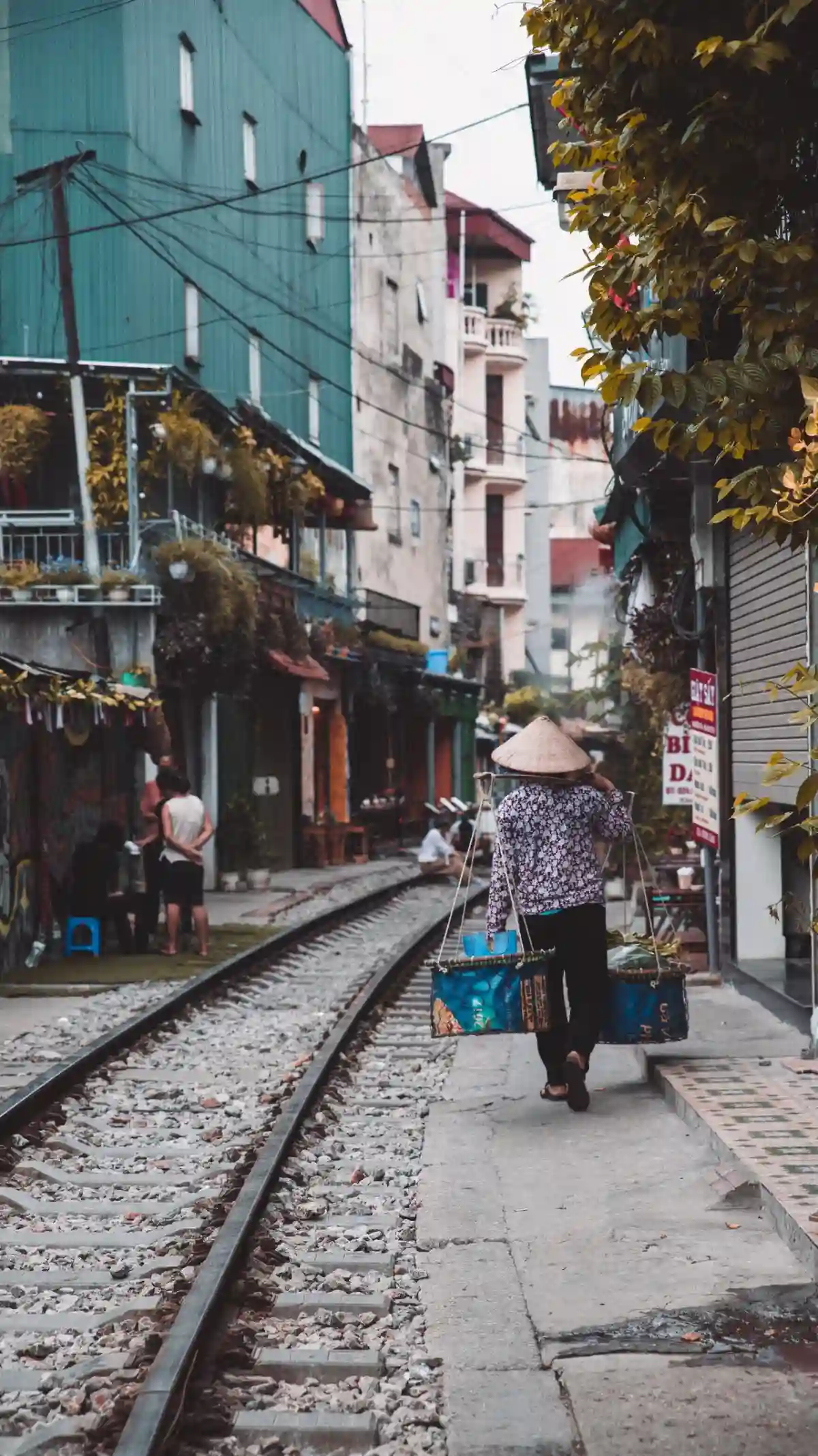 Popular picture of train tracks in Hanoi, Vietnam