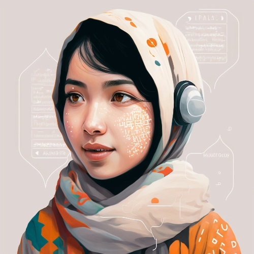 Digitally created Central Asian student