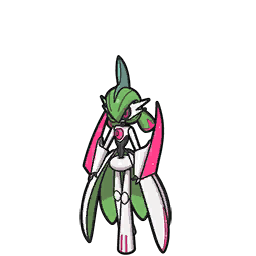 273513 - safe, artist:kurotsukiworks, fictional species, gardevoir, iron  valiant, robot, shiny pokémon, nintendo, pokémon, spoiler:pokémon gen 9,  spoiler:pokémon scarlet and violet, eyes closed, full moon, future pokémon,  genderless, group, moon, night