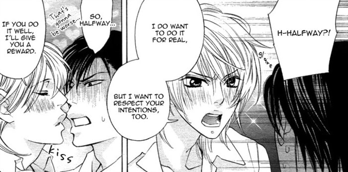 Midori requests that Fujita him halfway, and Fujita looks horrified at the idea of attempting only half-penetration.