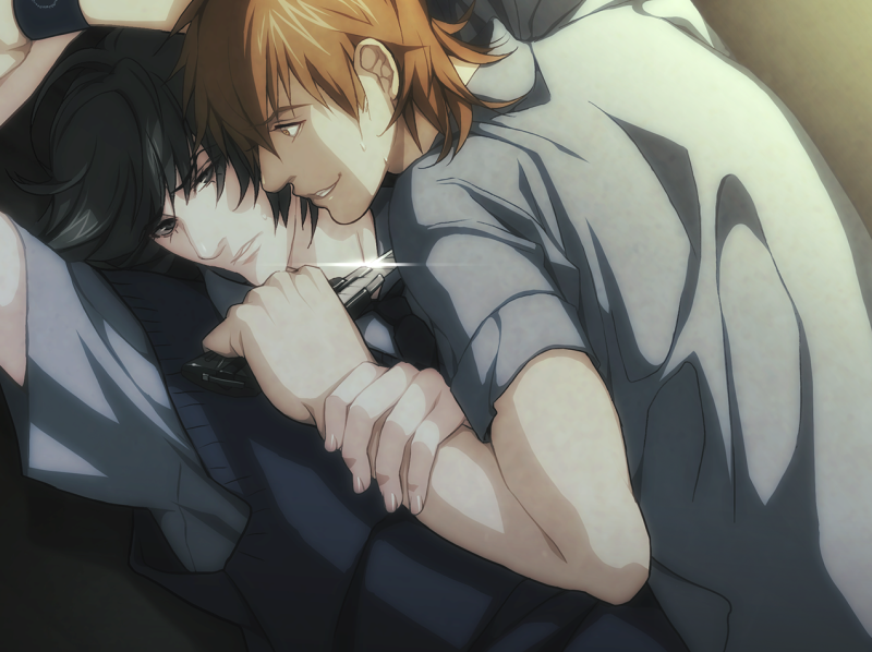 Makoto attacks Youji with a box cutter.