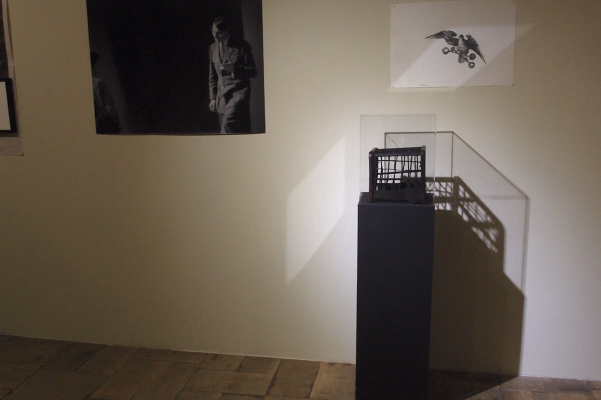 Ersatz (2014), installation view: large format manipulated archival film stills, Museum artefact, print. 