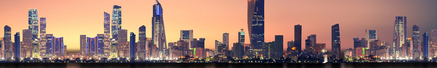 City skyline during sunset after removals to Kuwait