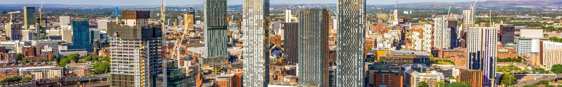 The Manchester city skyline before moving internationally