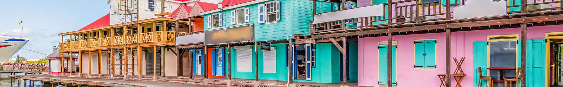  St John's, Antigua. Colorful buildings at the cruise port - International Removals to Antigua and Barbuda