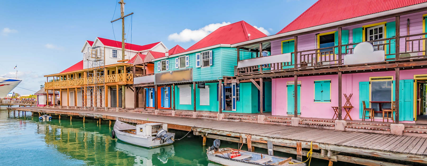  St John's, Antigua. Colorful buildings at the cruise port - International Removals to Antigua and Barbuda