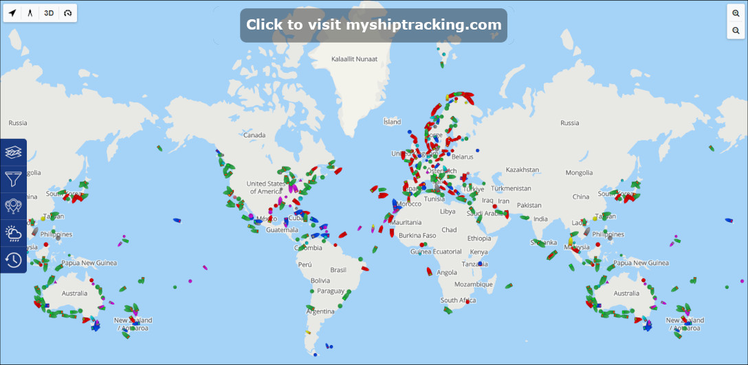Screenshot of the interactive myshiptracking.com map