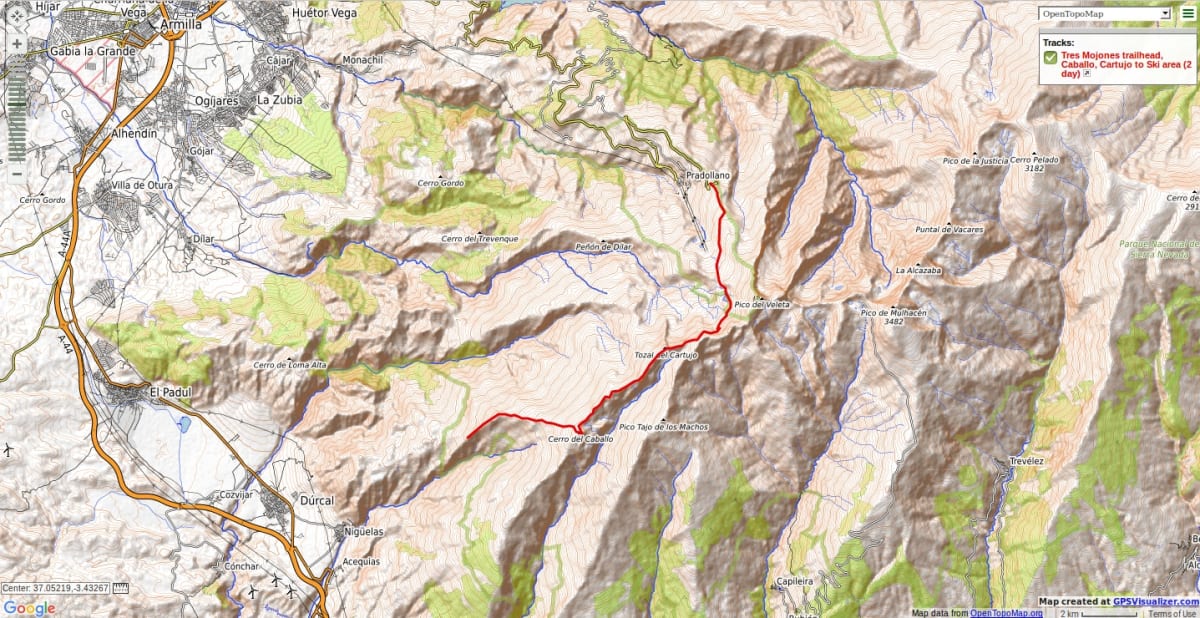 Map of trekking route