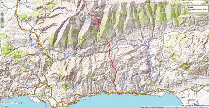 Map of sea to summit trekking route