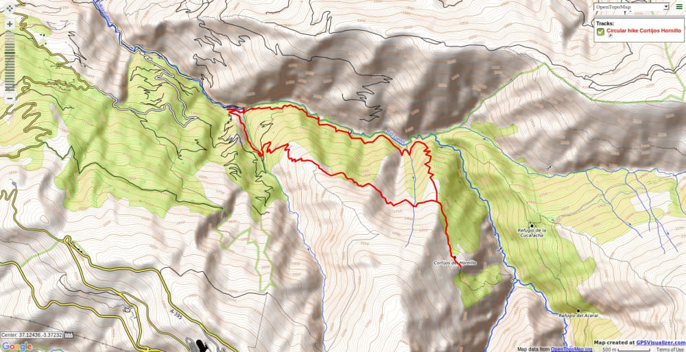 Map of walk to Cortijo Hornillo