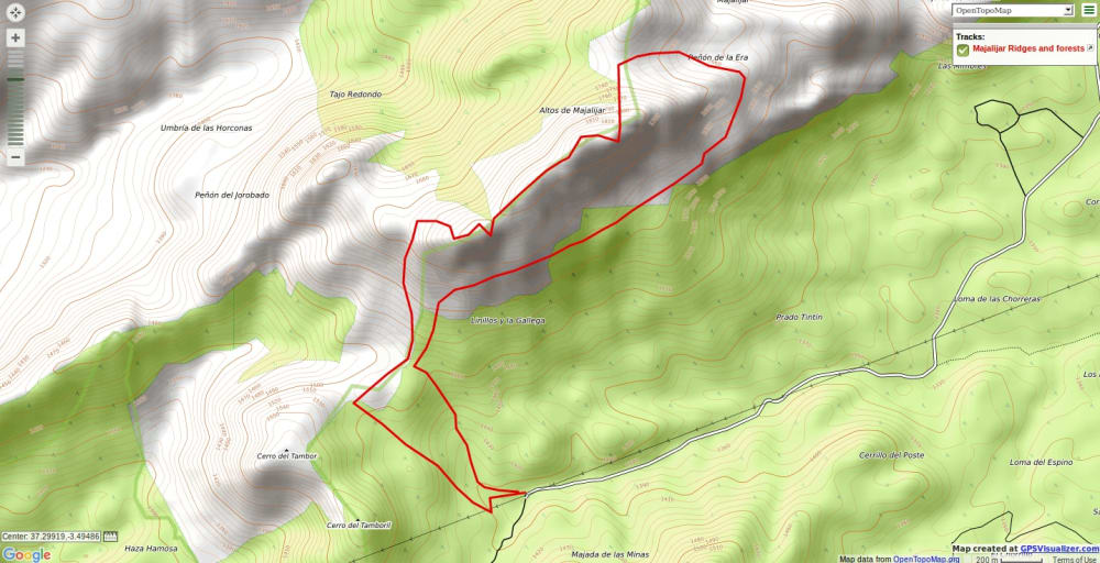 A map showing walking route Majalijar, Sierra de Huetor