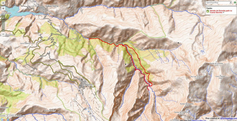 Map of walk along the Vereda de Estrella near Granada