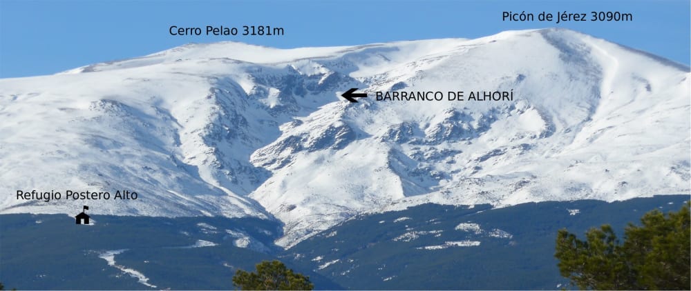 Location of the refuge and climbing