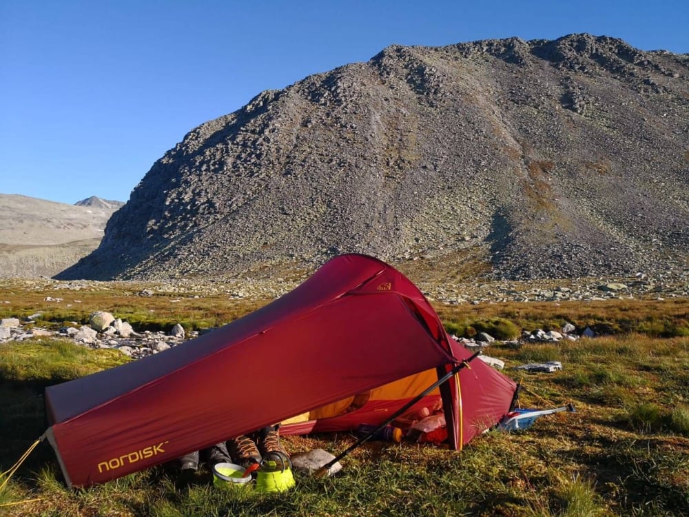 Our guide Chris uses a Nordisk sub-1kg tent on his Fastpack adventures