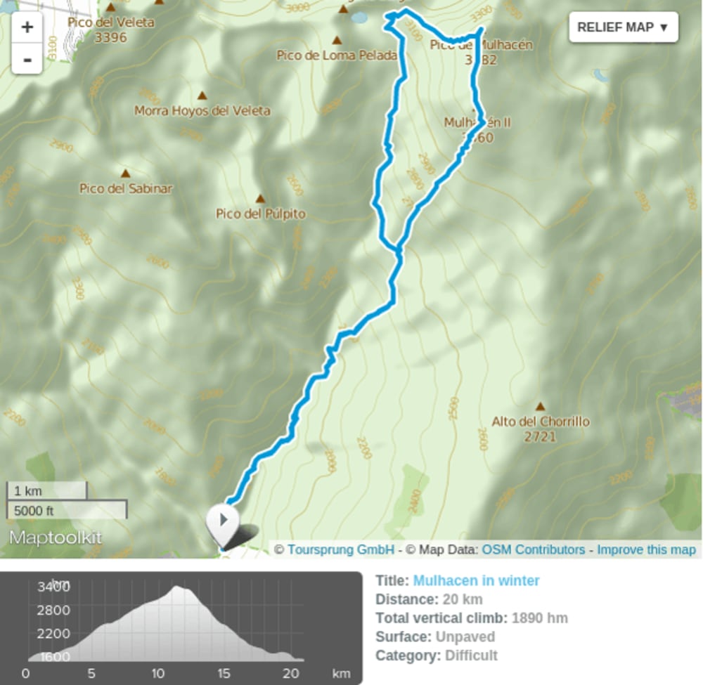 Routes to the Refugio Poqueira