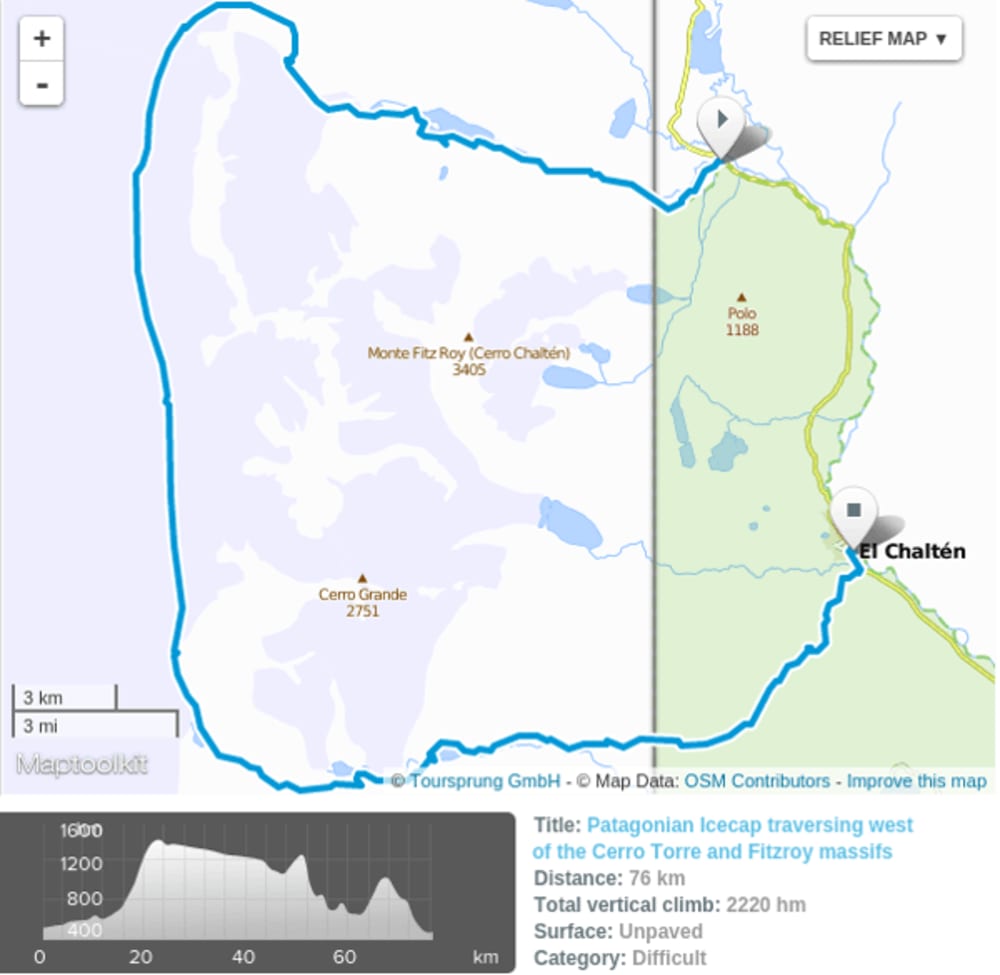 patagonian icecap expedition map