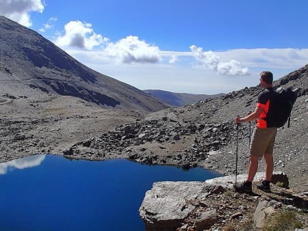 Trekking to the high mountain lakes