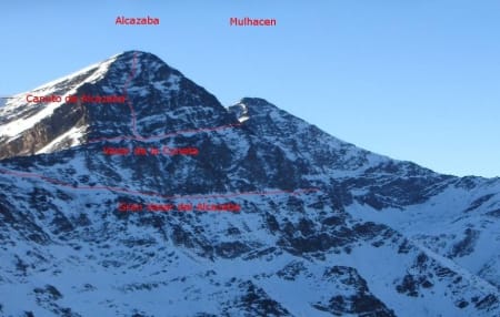 Walking and scrambling routes across the NW face of Alcazaba