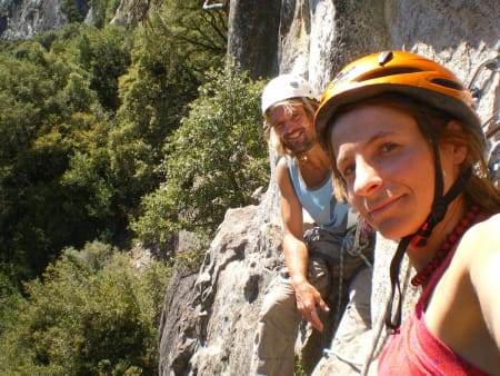 Guide, Jens Foell, climbs Half-Dome in Yosemite