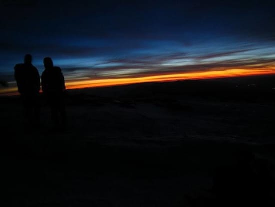 Sunrise after a night ascent of Mulhacen