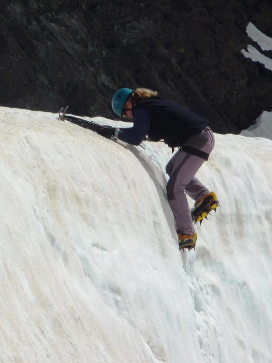 Kiersten climbing over a lip