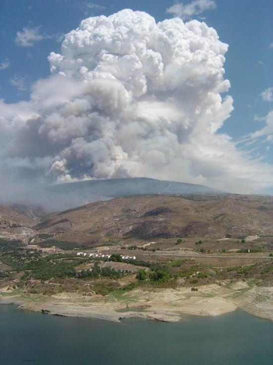 The fire raging in the Sierra Nevada