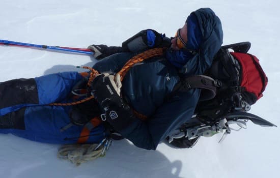 Exhausted on Paso Marconi, Patagonia