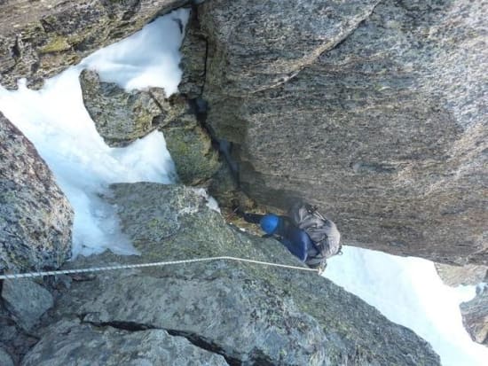 A steep icy corner