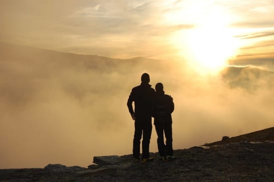 Beautiful sunset with cloud in the valley below