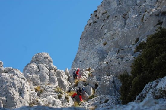 Scrambling up to the start