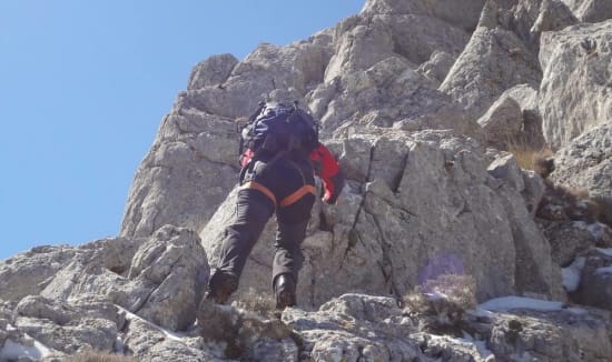 Climbing the west ridge of the Peñón de la Mata, Andalucía