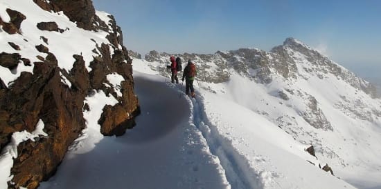 Ski touring & mountaineering in an icy cold, bitter wind!