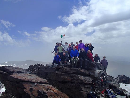 The Irish flag flies over the summit of Mulhacén!