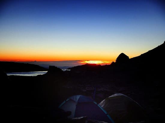 Sunrise from campsite by Laguna Hondera, Siete Lagunas