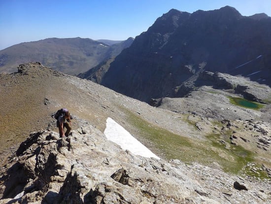 Scrambling up to the Col de Ciervo