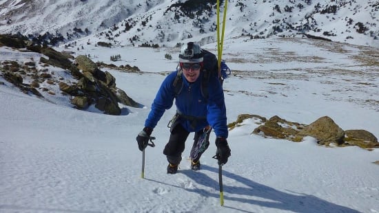 Heading up some steepening snow slopes 