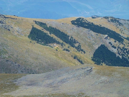 The abandoned Refugio Cebollar (centre) and journey’s end