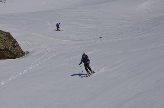 Wide open snow bowls for backcountry skiing