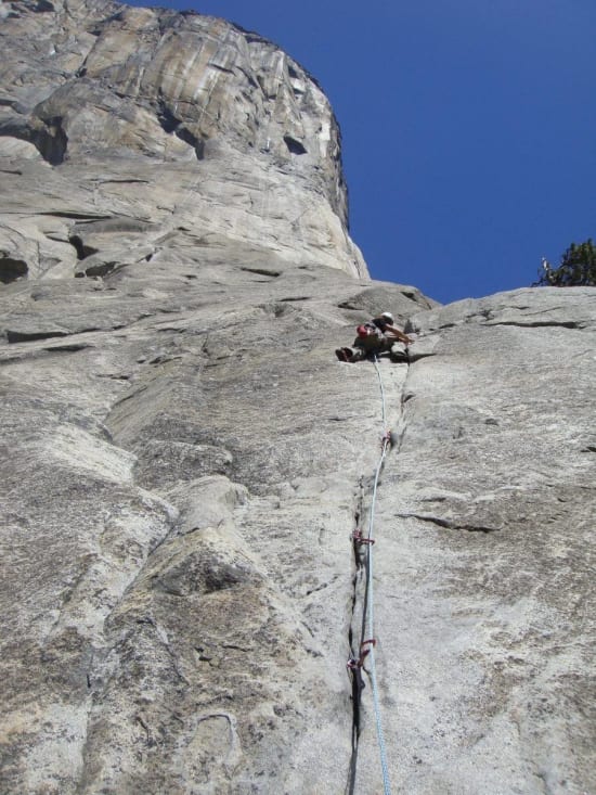 The author on the first pitch of the Nose