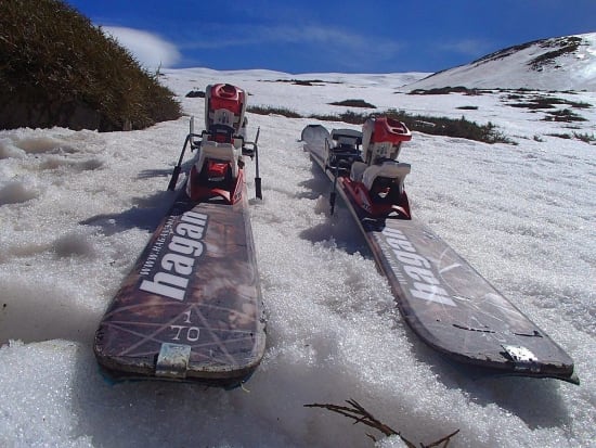 Hagan Skis at the ready. Continuous snows above