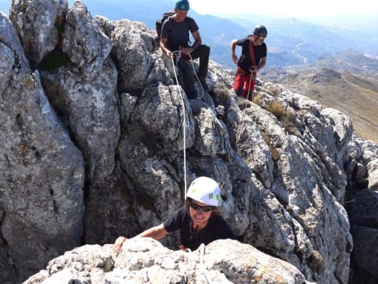 A small gap on the ridge with large drops either side